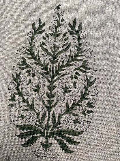 Flower Heavy linen fabric designer Indian hand block print heavy fabric pillowcases thick linen upholstery block printing art table - Maple Village Lane