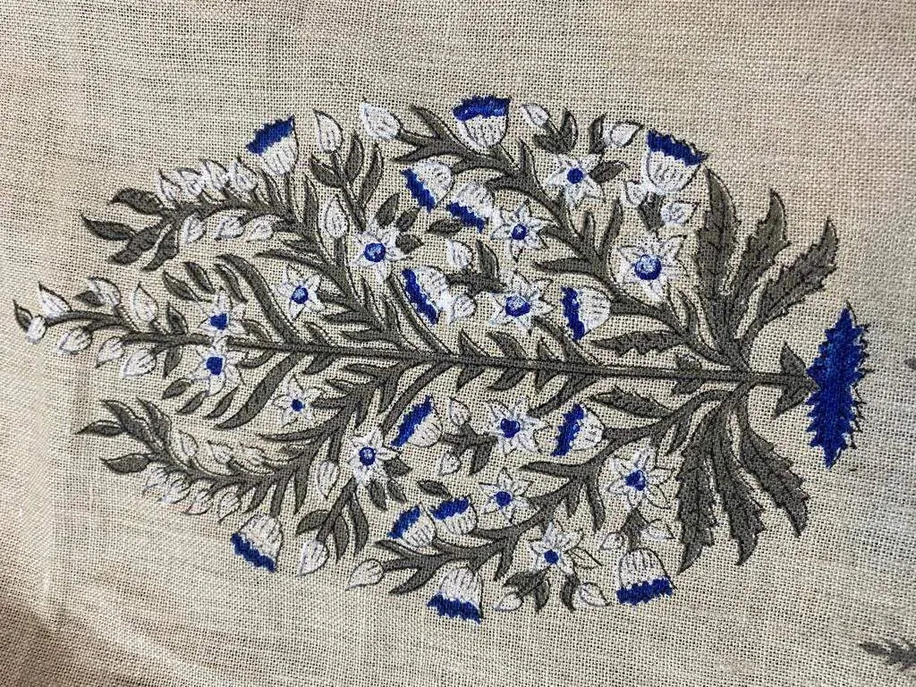 Zephyrn Block Print Handloom Linen Fabric