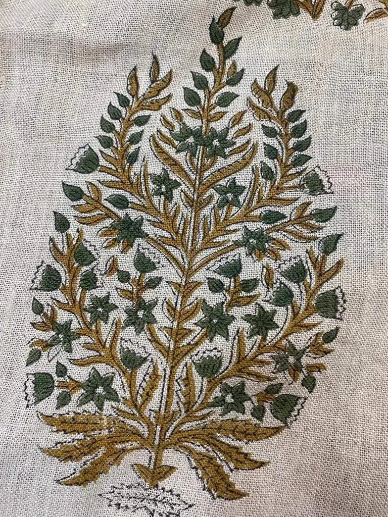 Linen fabric, Fabric by yard, Hand printed fabric, Block Print Fabric, Indian Fabric