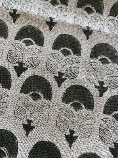 Butterfly Geometric Hand Block Linen Fabric