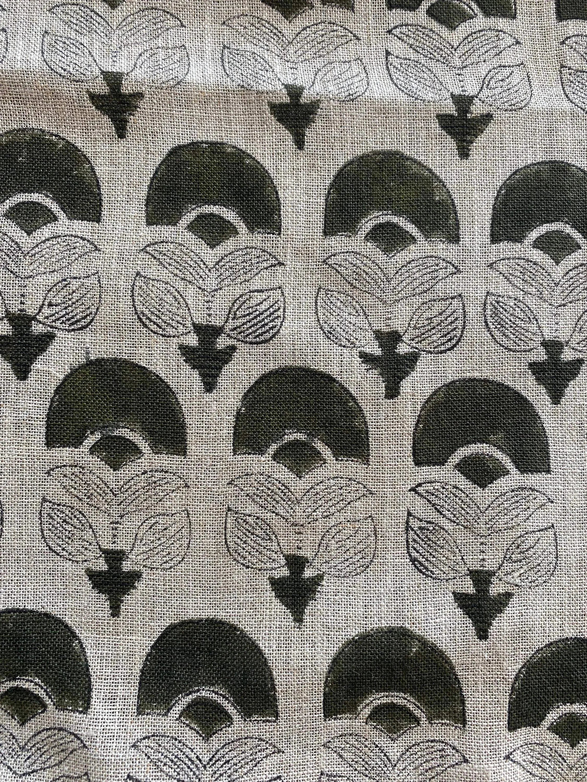 Butterfly Geometric Hand Block Linen Fabric