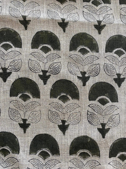 Butterfly Geometric Hand Block Linen Fabric