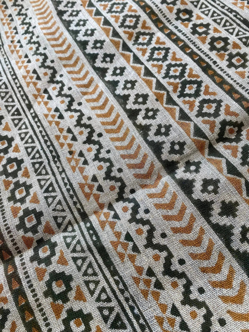 Eengel Hand Block Print Linen Fabric