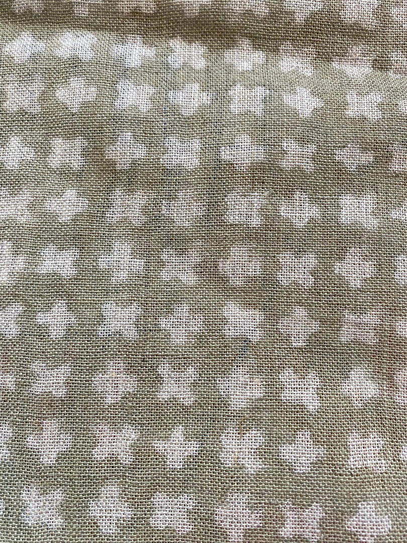 Enoki Block Print Handloom Linen Fabric