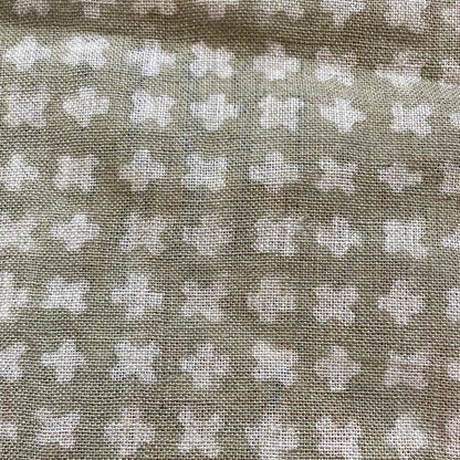 Enoki Geometric Hand Block Print Linen Fabric