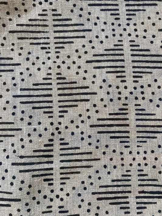 Zig-Zag Hand Block Print Linen Fabric
