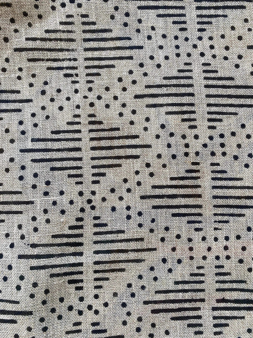 Zig-Zag Hand Block Print Linen Fabric