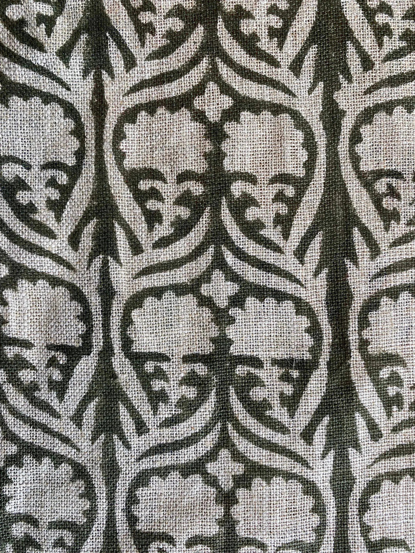 Brusho Block Print Handloom Linen Fabric