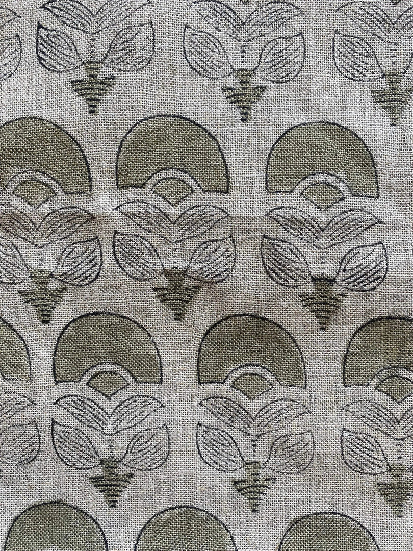 Isalyn Block Print Handloom Linen Fabric