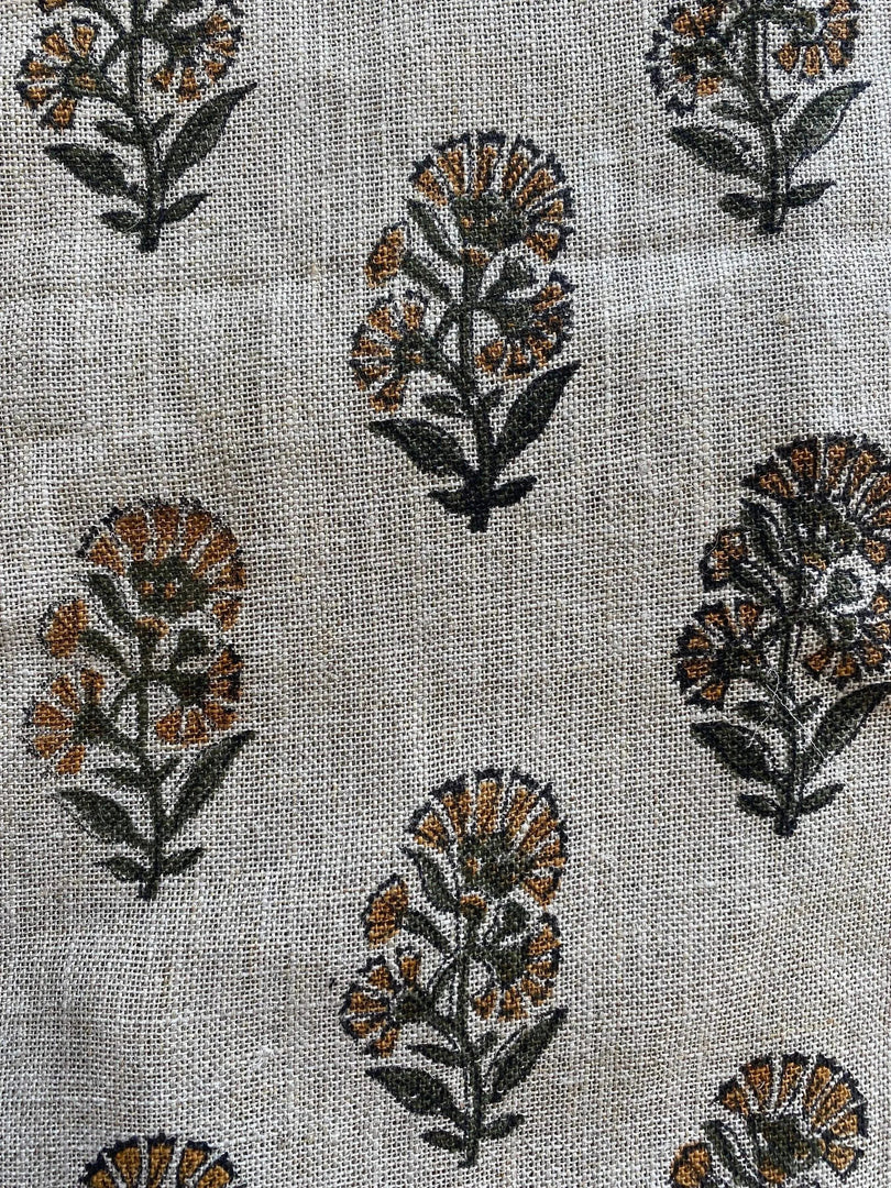 Prynda Block Print Handloom Linen Fabric