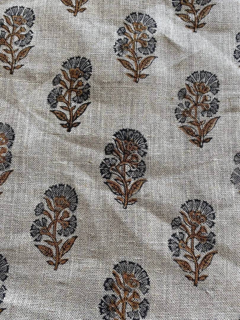 Illiana Wide Block Print Handloom Linen Fabric