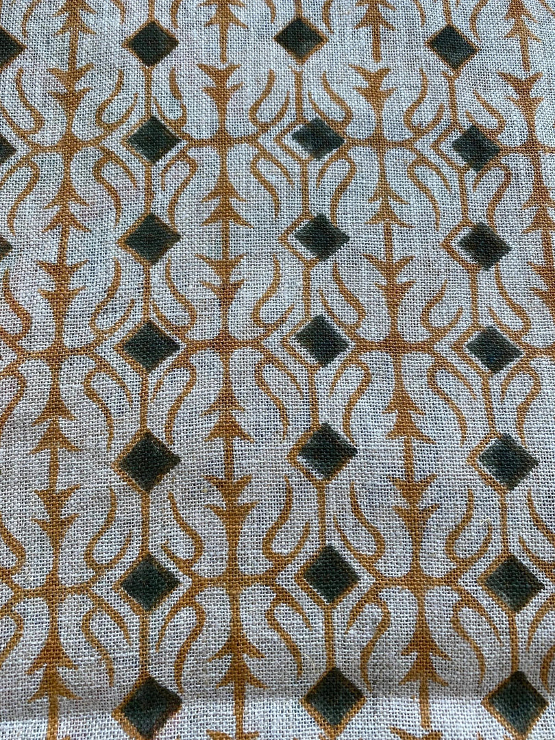 Caelith Block Print Handloom Linen Fabric