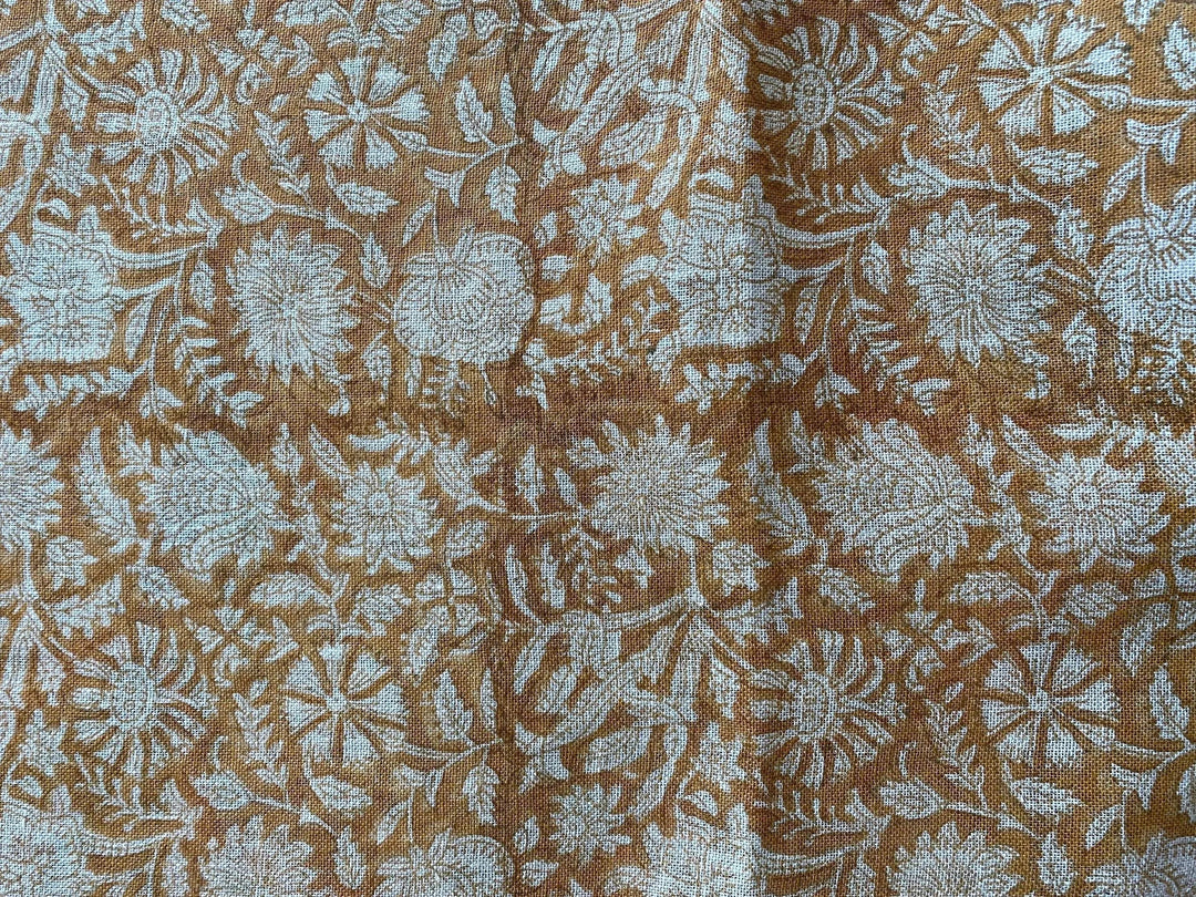 Avira Block Print Handloom Linen Fabric