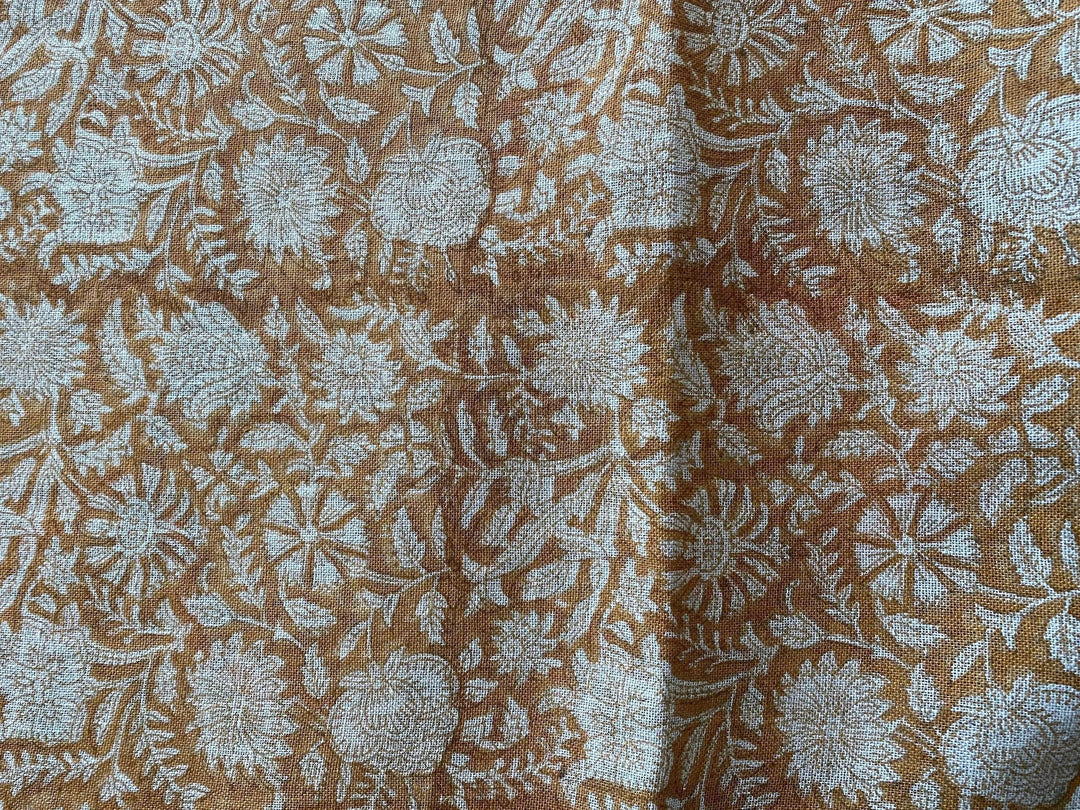 Avira Block Print Handloom Linen Fabric