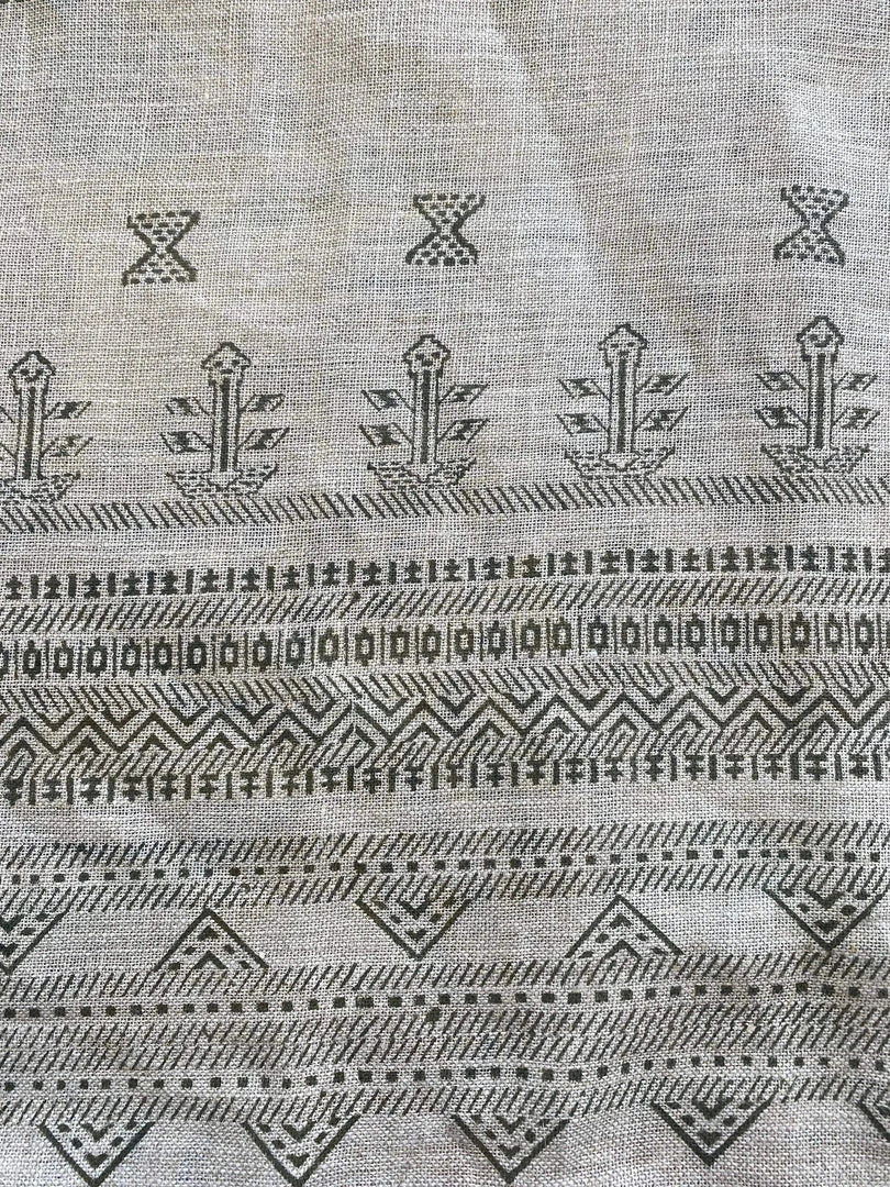 Jameson Block Print Handloom Linen Fabric