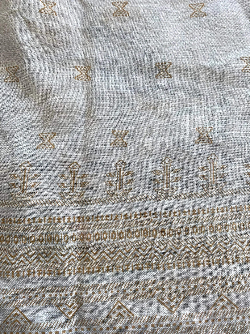 Jameson Block Print Handloom Linen Fabric