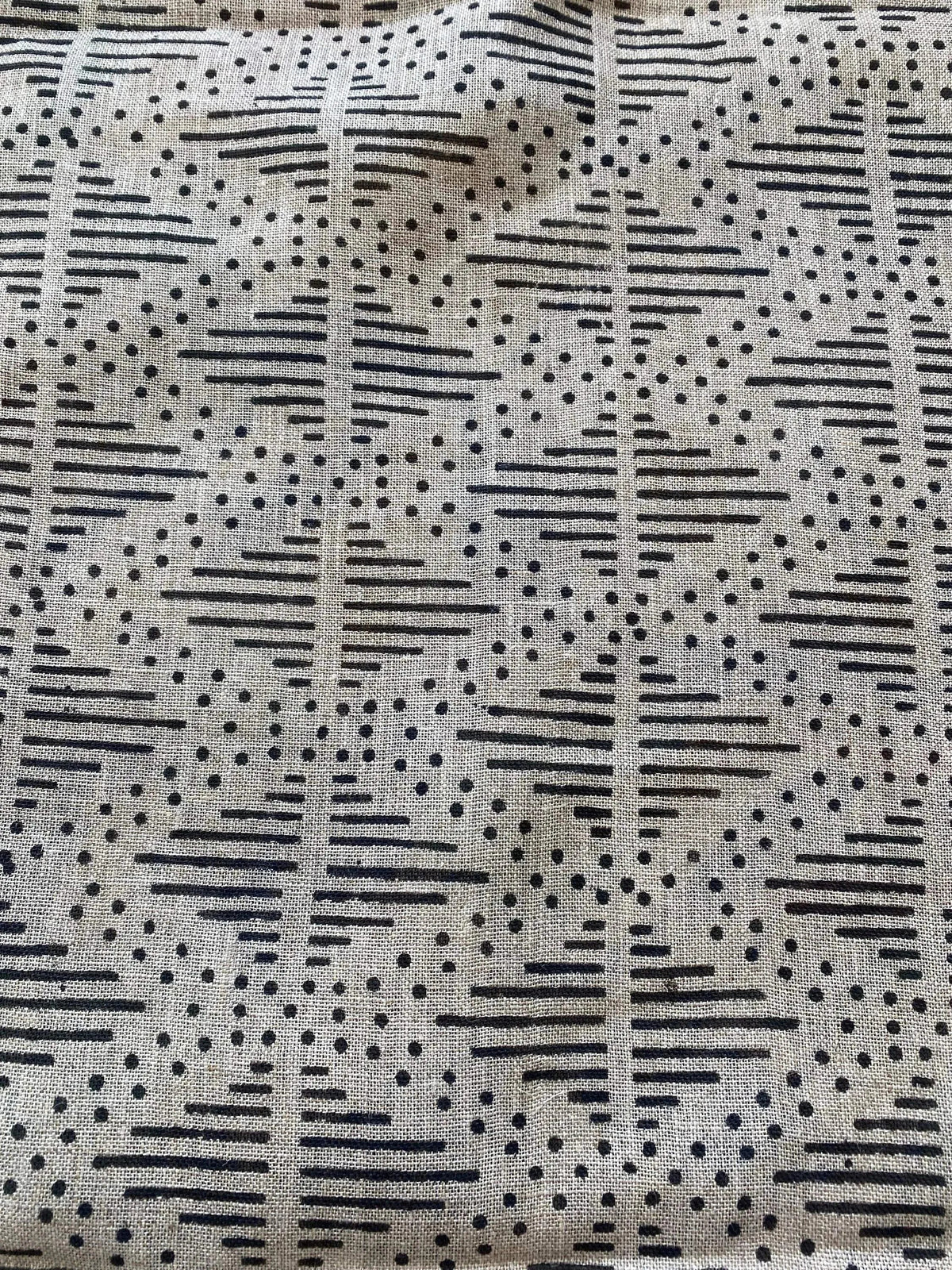 Zig-Zag Hand Block Print Linen Fabric