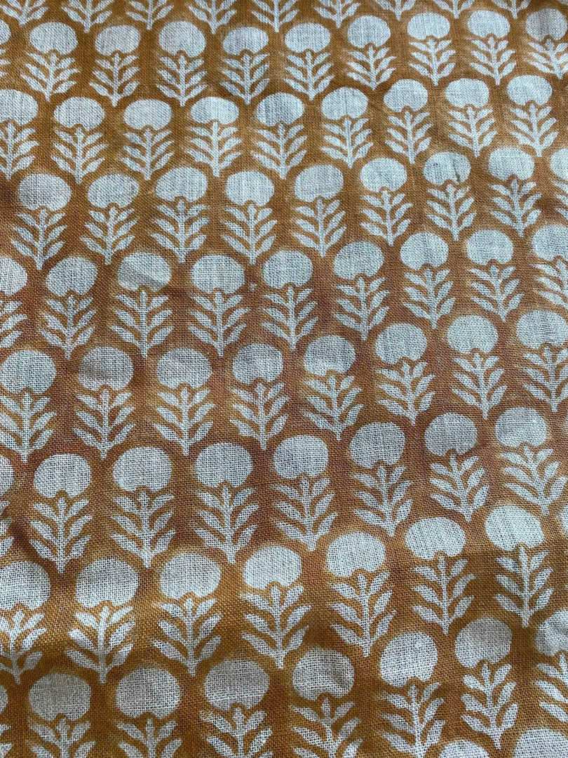 Droselle Block Print Handloom Linen Fabric
