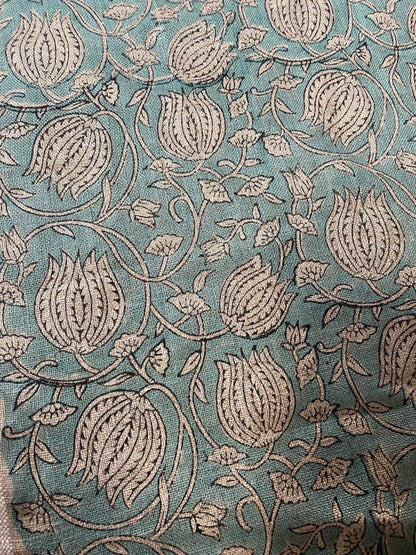 Narella Block Print Handloom Linen Fabric