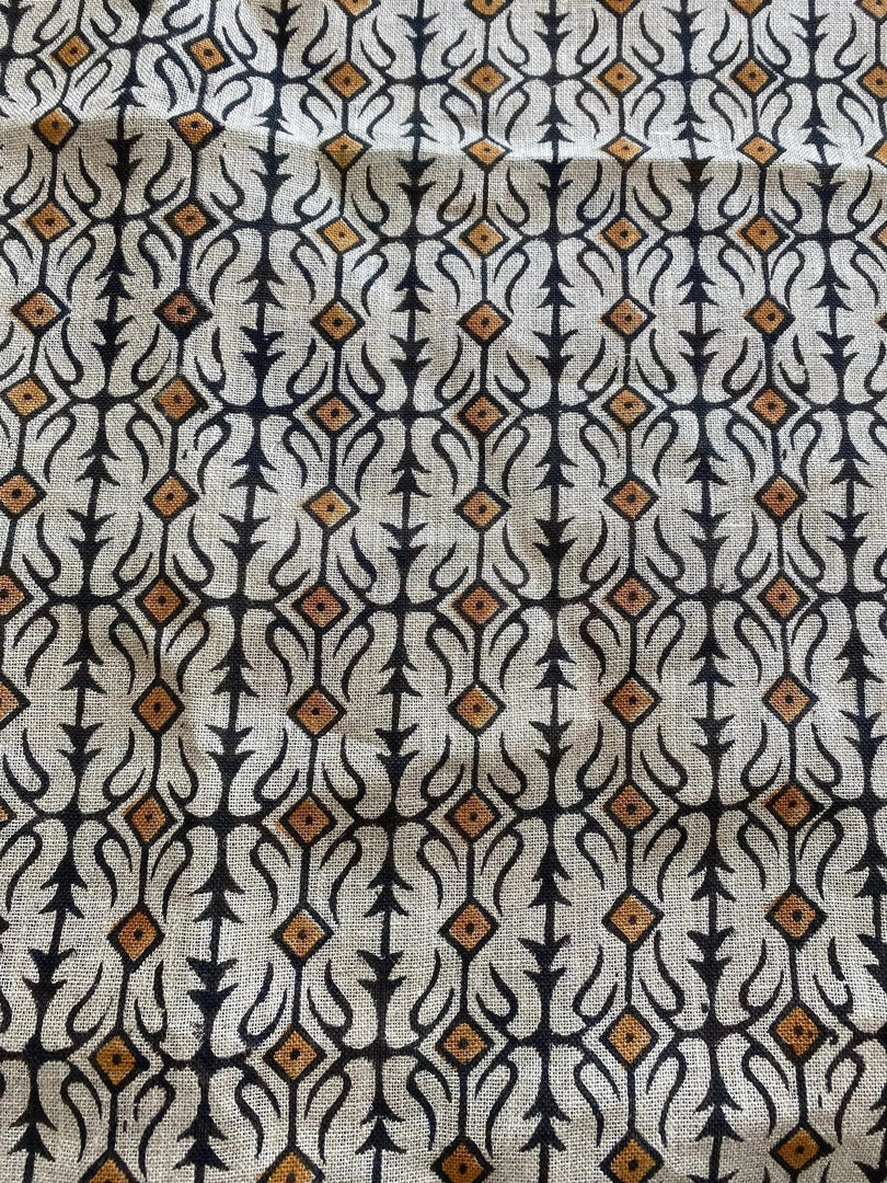 Yurell Block Print Handloom Linen Fabric