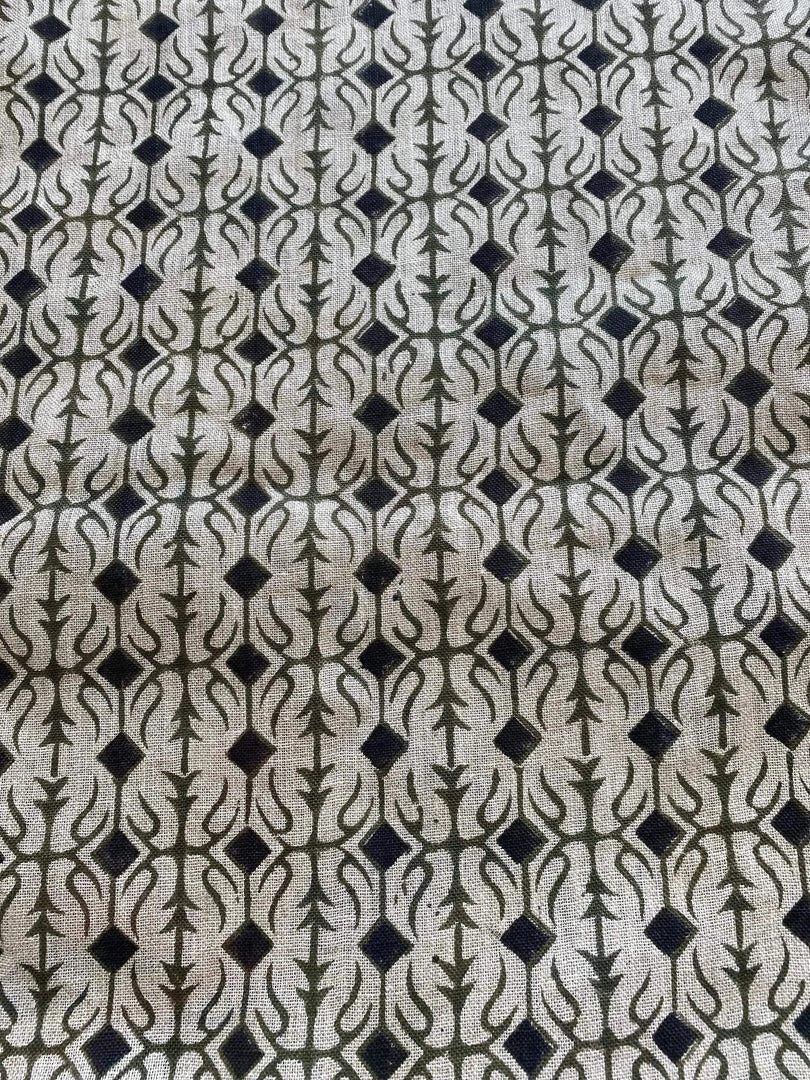 Arlana Block Print Handloom Linen Fabric