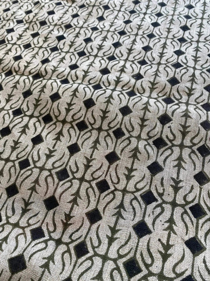 Arlana Block Print Handloom Linen Fabric