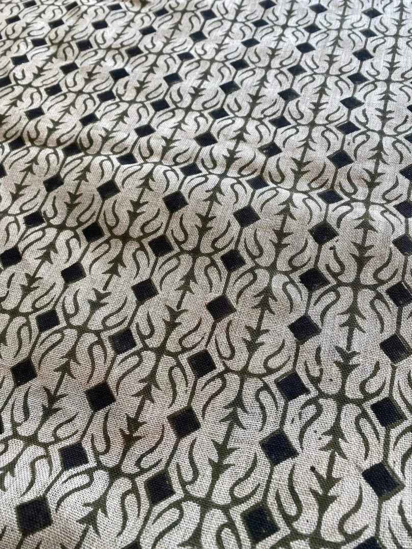Arlana Block Print Handloom Linen Fabric