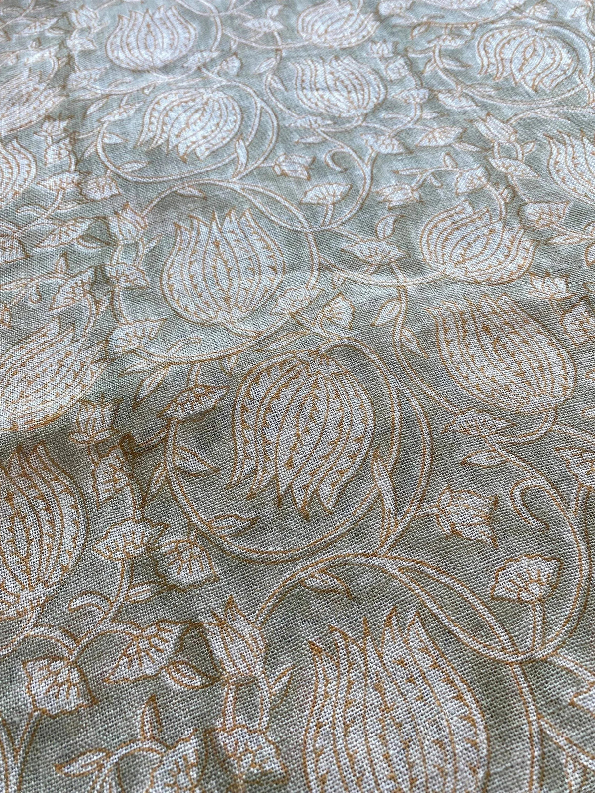 Narella Block Print Handloom Linen Fabric