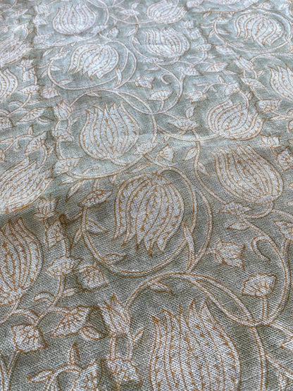 Narella Block Print Handloom Linen Fabric