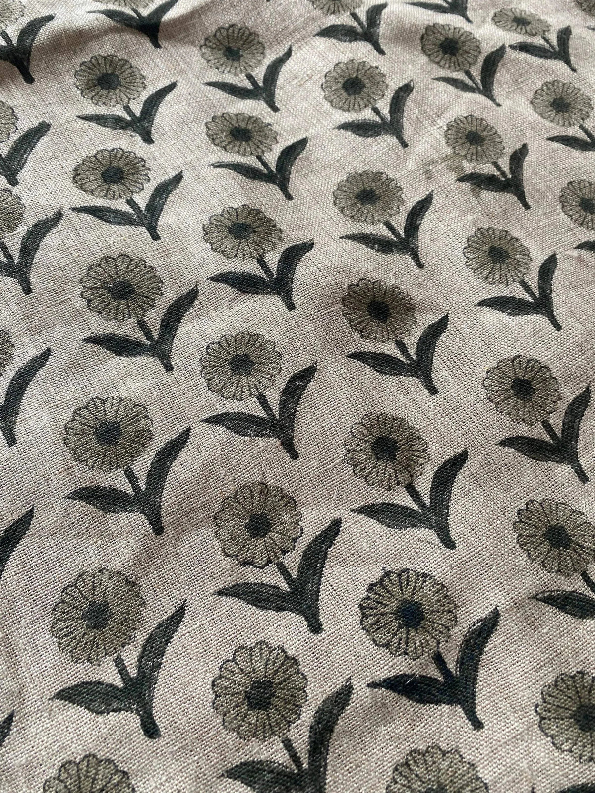 Derek Floral Block Print linen Fabric