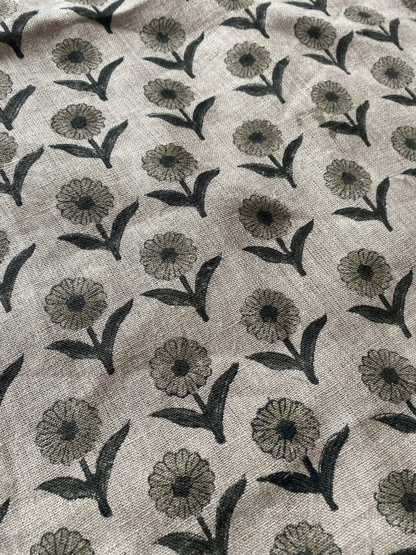 Zayrah Block Print Handloom Linen Fabric