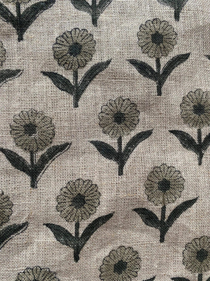 Derek Floral Block Print linen Fabric