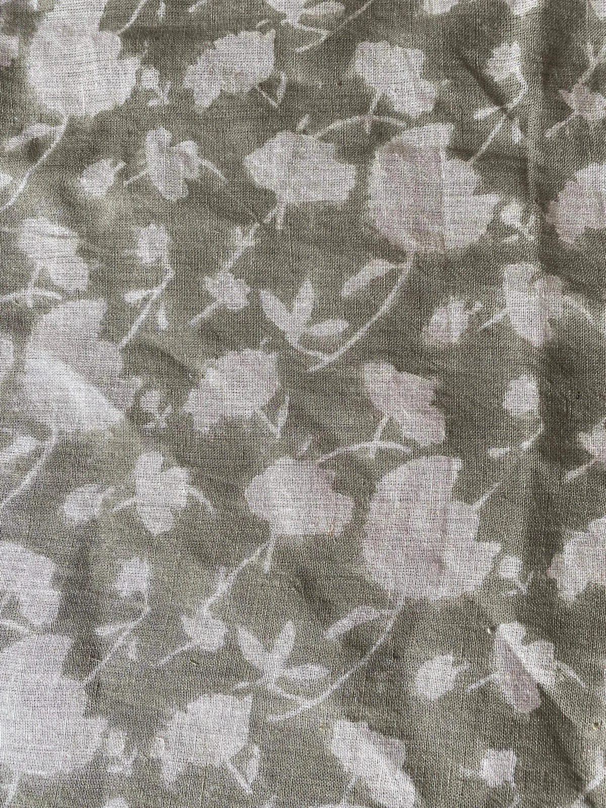 Glade Block Print Handloom Linen Fabric