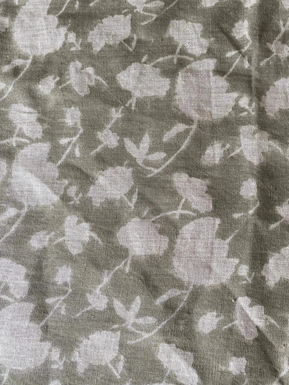Glade Block Print Handloom Linen Fabric