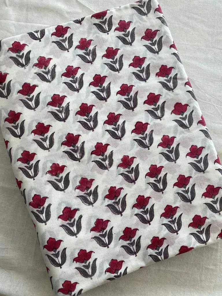 Irwyn floral Hand Block Print Cotton Fabric