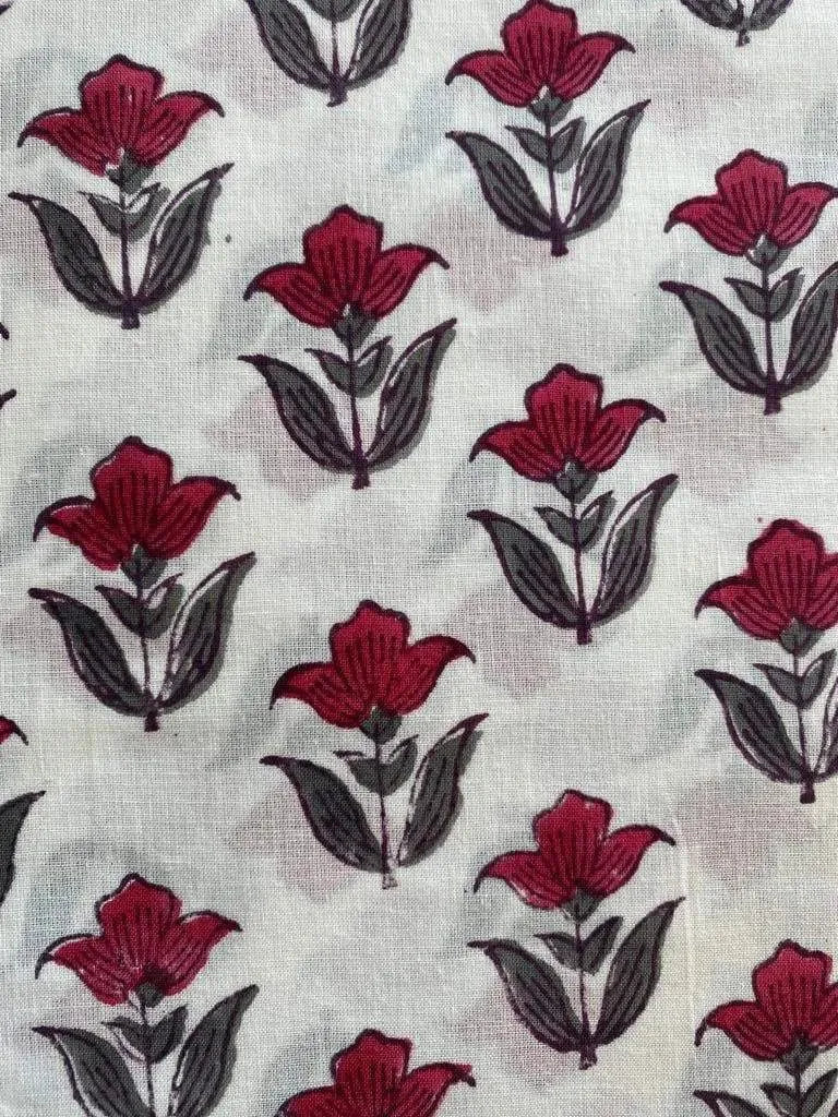 Irwyn floral Hand Block Print Cotton Fabric