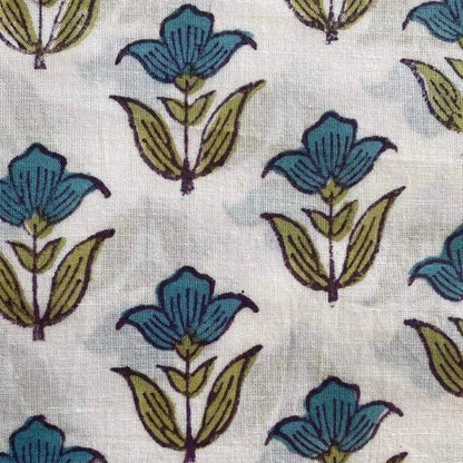 Irwyn floral Hand Block Print Cotton Fabric