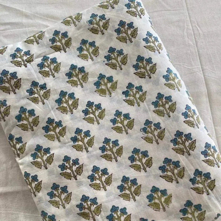 Luxen Floral Hand Block Print Cotton Fabric