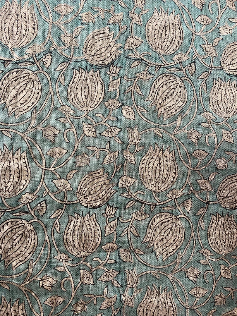 Narella Block Print Handloom Linen Fabric