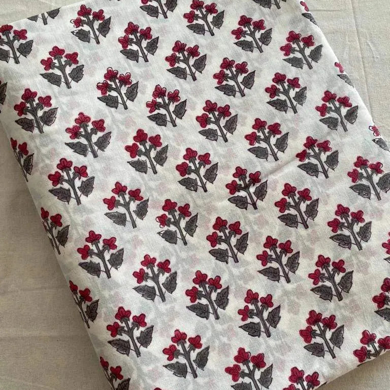 Luxen Floral Hand Block Print Cotton Fabric