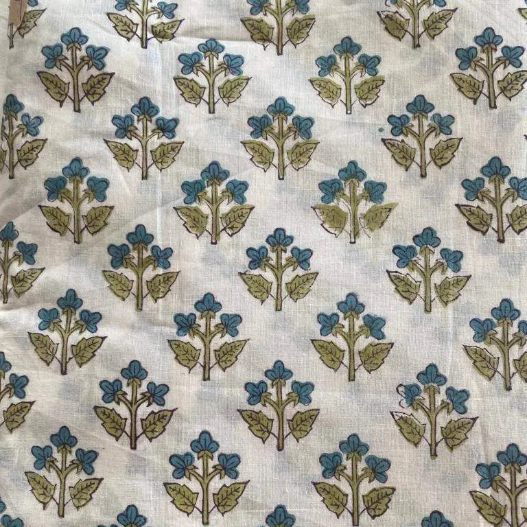 Luxen Floral Hand Block Print Cotton Fabric