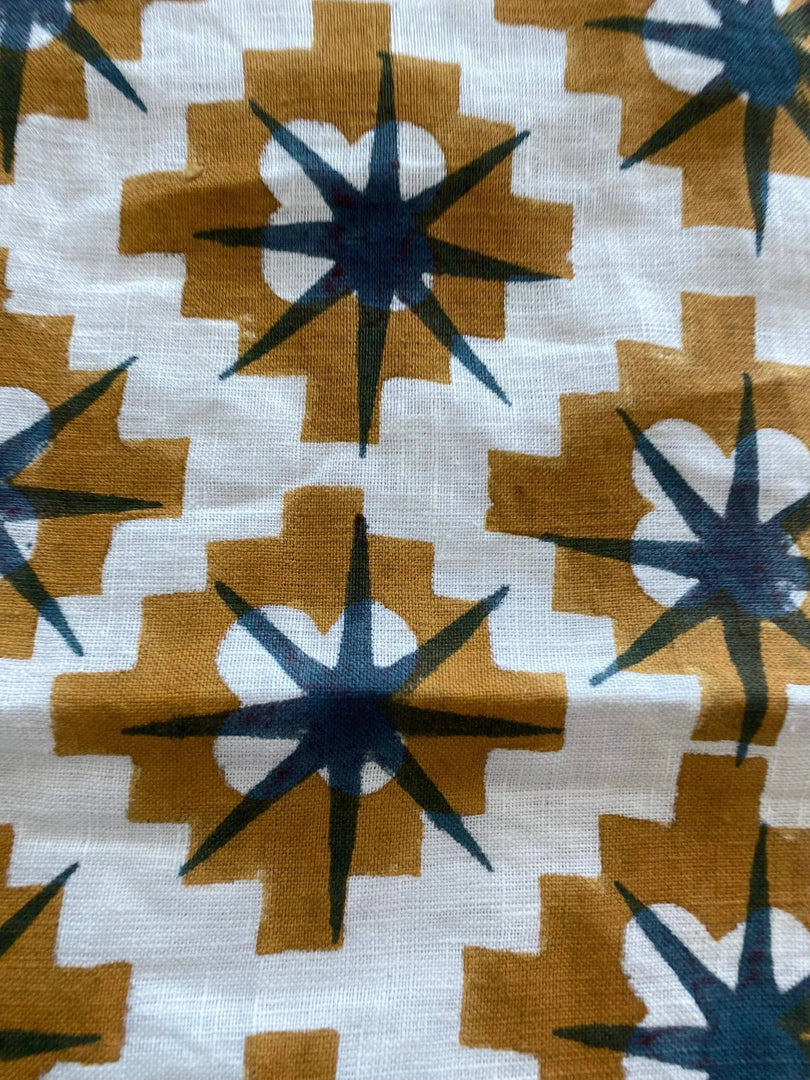 Crimsa Block Print Handloom Linen Fabric