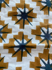 Indian Handloom Linen Hand Block Print Fabric, Block Print Fabric, Designer Floral Printing Fabric, Upholstery fabric, Pillow Cover Fabric - Rohiyaan