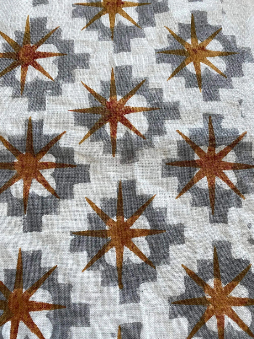 Jasonee Block Print Handloom Linen Fabric