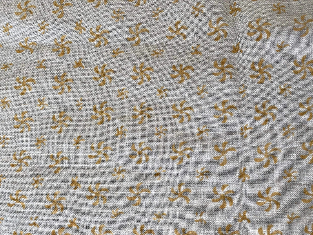 Fantasy Hand Block Print Linen Fabric