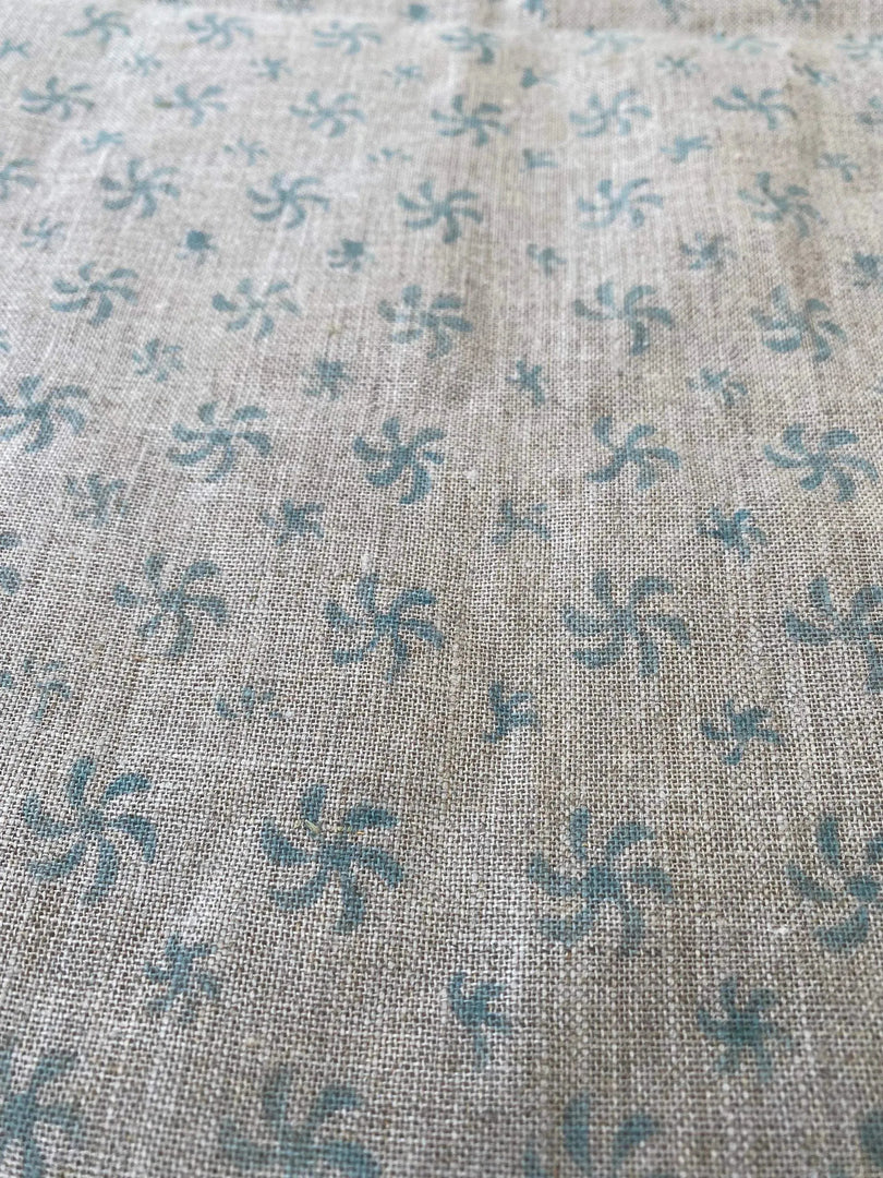 Fantasy Hand Block Print Linen Fabric