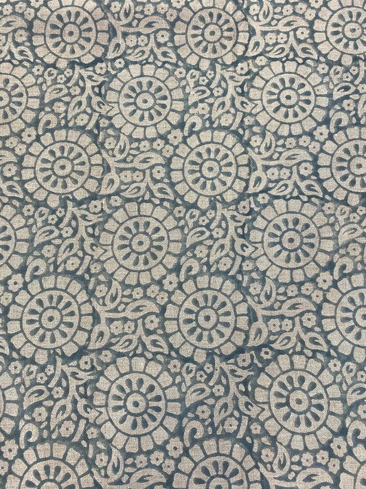 Linen fabric, Fabric by yard, Hand printed fabric, Block Print Fabric, Indian Fabric