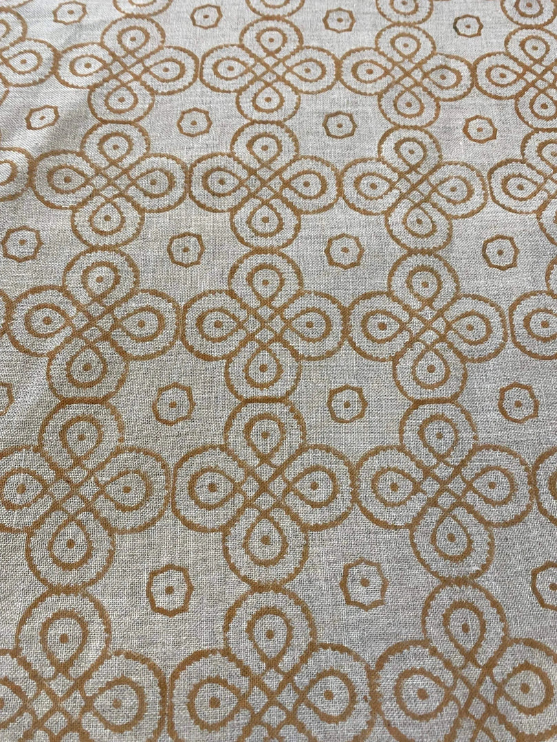 Maranta Block Print Handloom Linen Fabric