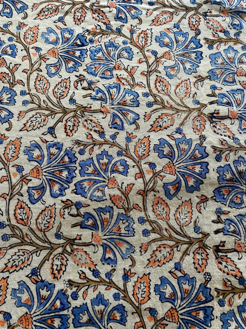 Frayla Block Print Handloom Linen Fabric