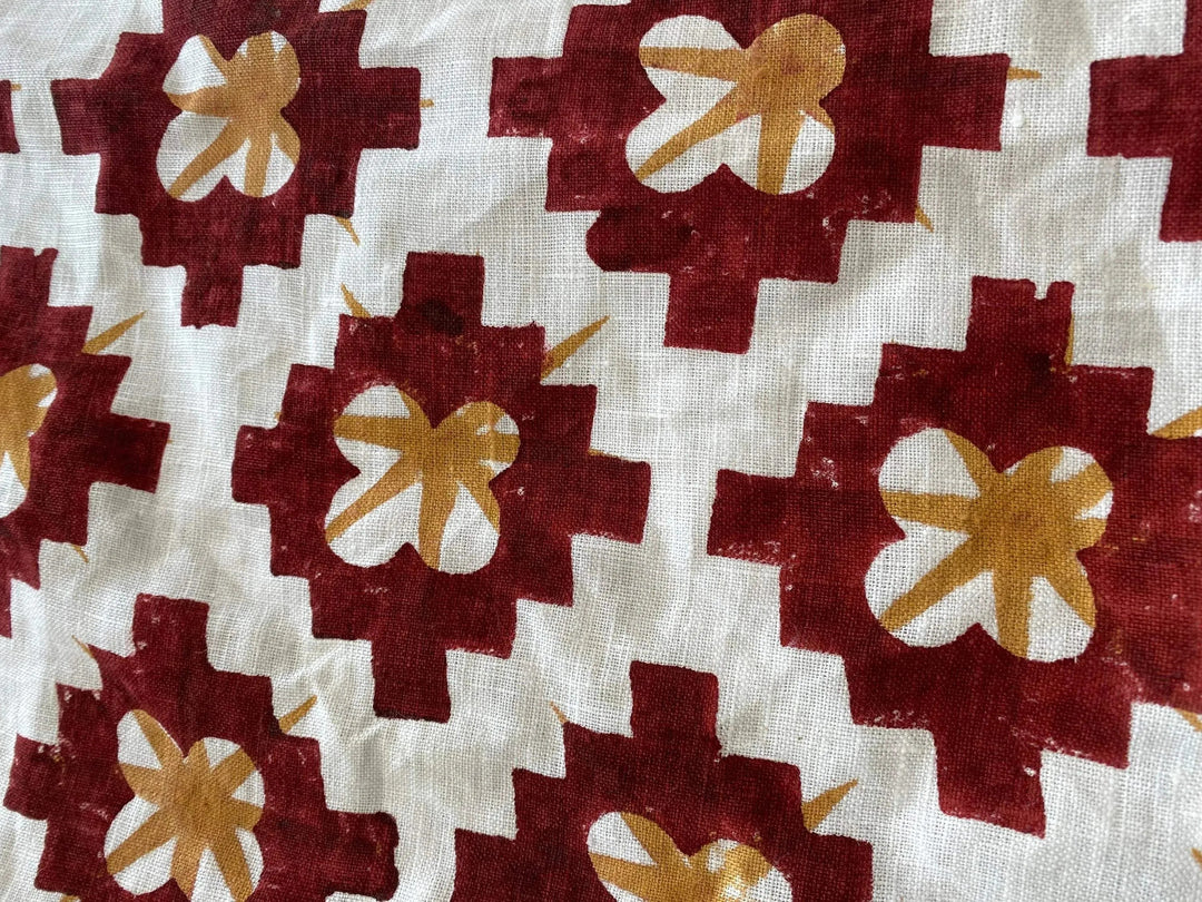 Azari Block Print Handloom Linen Fabric